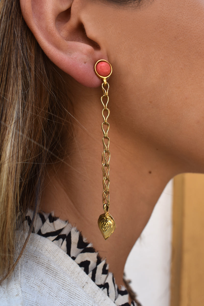 Pendientes Cadena Vintage Coral